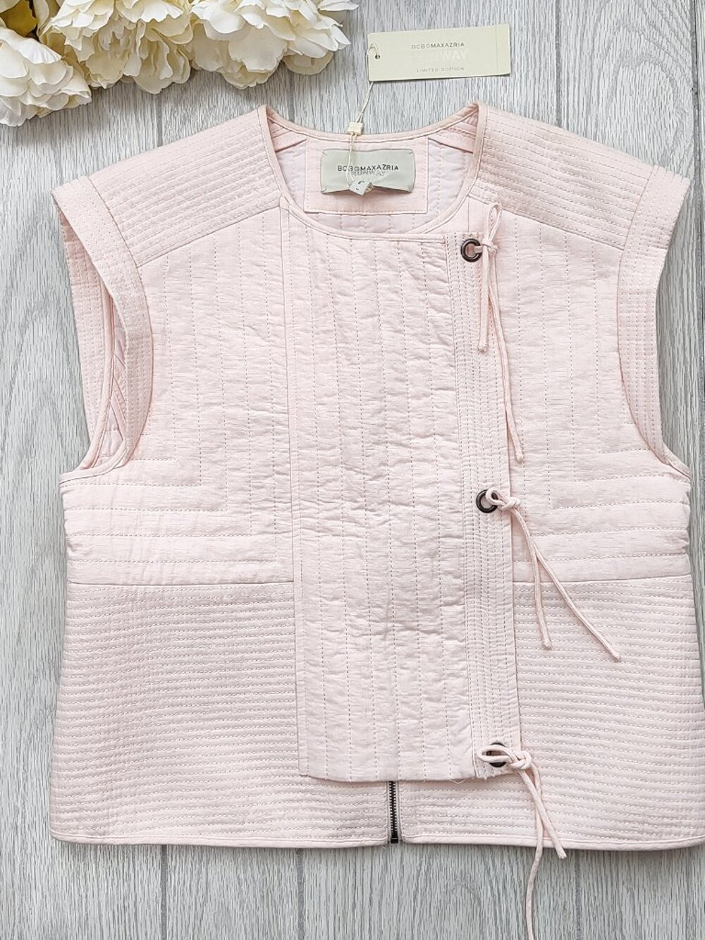 NWT Christoff Quilted Pink Runway Vest Top Cotton Designer M $428 BCBGMAXAZRIA - Picture 15 of 16